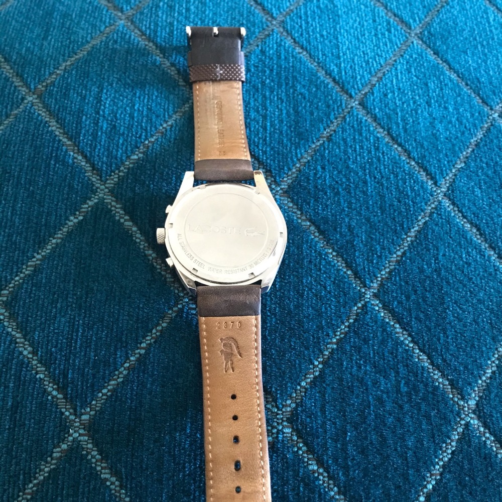 Men’s Leather Strap Lacoste Watch Battery Works.